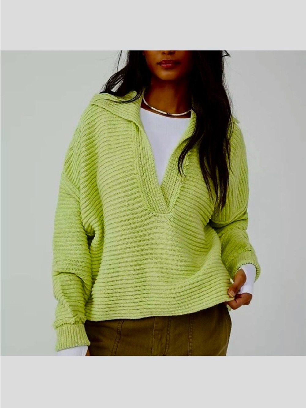 Free People Marlie Pullover Sweater / Apple Green